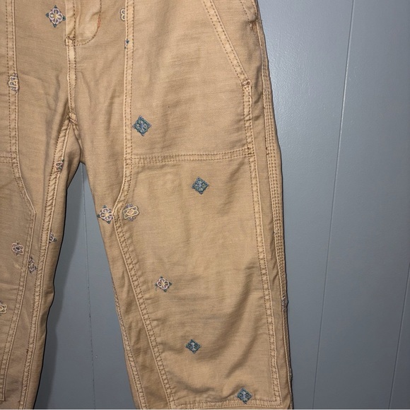 Anthropologie Pilcro Tan Embroidered High Waist Roamer Pant 25 Petite - Picture 6 of 10